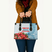 Personalized American Samoa Masefau Leather Bag Hibiscus Tropical Floral Whale Polynesian Tribal Pattern