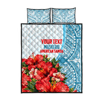 Personalized American Samoa Masefau Quilt Bed Set Hibiscus Tropical Floral Whale Polynesian Tribal Pattern