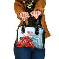 Personalized American Samoa Masefau Shoulder Handbag Hibiscus Tropical Floral Whale Polynesian Tribal Pattern