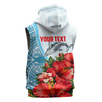 Personalized American Samoa Masefau Sleeveless Zip Hoodie Hibiscus Tropical Floral Whale Polynesian Tribal Pattern