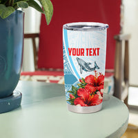 Personalized American Samoa Masefau Tumbler Cup Hibiscus Tropical Floral Whale Polynesian Tribal Pattern