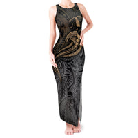 Polynesian Tank Maxi Dress Hammerhead Shark Tribal Pattern TS04 Women Black Yellow - Polynesian Pride
