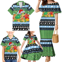 Micronesia Christmas Family Matching Mermaid Dress and Hawaiian Shirt with Santa Turtle Coral Reef and Holiday Ocean Pattern TS04 - Polynesian Pride