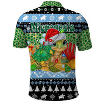 Micronesia Christmas Polo Shirt with Santa Turtle Coral Reef and Holiday Ocean Pattern - Polynesian Pride