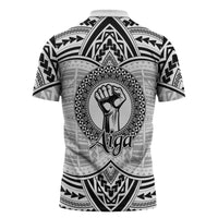 Aiga Samoa Raised Fist Zipper Polo Shirt Polynesian Tribal Tattoo Art Family Pride TS04 - Polynesian Pride
