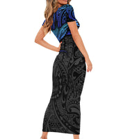 Polynesian Ray Pattern Short Sleeve Bodycon Dress TS04 - Polynesian Pride
