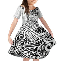 Hawaii Kid Short Sleeve Dress with Polynesian Turtle TS04 KID Black/White - Polynesian Pride