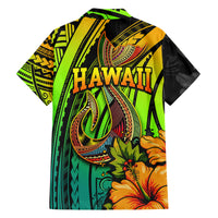 Hawaii Family Matching Tank Maxi Dress and Hawaiian Shirt Polynesian Fish Hook and Hibiscus Flowers with Gradient Pattern TS04 - Polynesian Pride