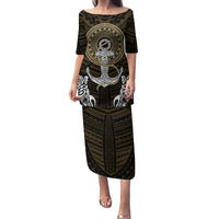 Polynesian Swordfish Family Matching Puletasi Dress and Hawaiian Shirt with Anchor Pattern and Tribal Turtle TS04 Mom's Dress Multicolor - Polynesian Pride