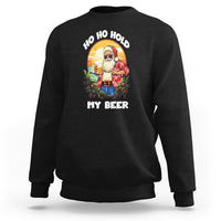 Christmas In Hawaii Sweatshirt Ho Ho Hold My Beer Cool Santa Sunglass TS09 Black - Polynesian Pride
