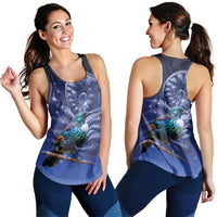 Tui Bird Matariki Galaxy Women Racerback Tank Koru Silver Fern Aotearoa