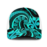 Turquoise New Zealand Mangopare Mesh Trucker Cap Aotearoa Maori Koru Style - Polynesian Pride