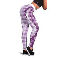 Violet Hawaii Palaka Leggings Hawaiian Honohono Lei