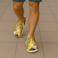 Yellow Banana Leaf Hawaii Clogs Shoes Lau Maia Plumeria Tropical Summer Vibes LT14 - Polynesian Pride