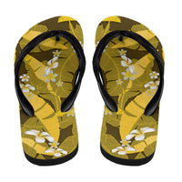 Yellow Banana Leaf Hawaii Flip Flops Lau Maia Plumeria Tropical Summer Vibes LT14 - Polynesian Pride