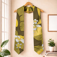 Yellow Banana Leaf Hawaii Graduation Stole Lau Maia Plumeria Tropical Summer Vibes LT14 One Size Yellow - Polynesian Pride