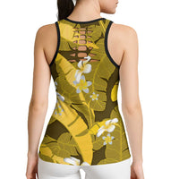 Yellow Banana Leaf Hawaii Hollow Tank Top Lau Maia Plumeria Tropical Summer Vibes LT14 - Polynesian Pride