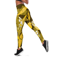 Yellow Banana Leaf Hawaii Leggings Lau Maia Plumeria Tropical Summer Vibes LT14 Yellow - Polynesian Pride