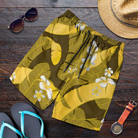 Yellow Banana Leaf Hawaii Shorts for Men Lau Maia Plumeria Tropical Summer Vibes LT14 Yellow - Polynesian Pride