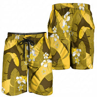 Yellow Banana Leaf Hawaii Shorts for Men Lau Maia Plumeria Tropical Summer Vibes LT14 - Polynesian Pride