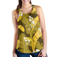 Yellow Banana Leaf Hawaii Women Racerback Tank Lau Maia Plumeria Tropical Summer Vibes LT14 - Polynesian Pride