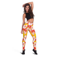 Yellow Hawaii Hibiscus Leggings Tropical Flowers Seamless Pattern - Polynesian Pride