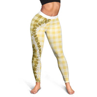 Yellow Hawaii Palaka Leggings Hawaiian Honohono Lei