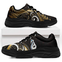 Yellow New Zealand Chunky Sneakers Aotearoa Silver Fern With Manaia Maori Unique