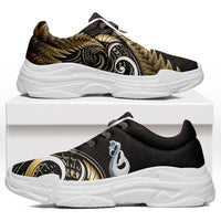 Yellow New Zealand Chunky Sneakers Aotearoa Silver Fern With Manaia Maori Unique