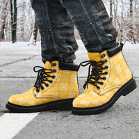 Yellow Palaka Quilt Hawaii All Season Boots Traditional Hawaii-plaid Pattern LT14 - Polynesian Pride