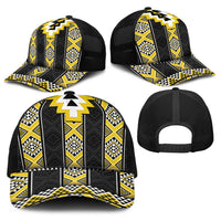 Yellow Taniko Aotearoa Baseball Net Cap Niho Taniwha Mix Poutama - Polynesian Pride