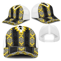 Yellow Taniko Aotearoa Mesh Trucker Cap Niho Taniwha Mix Poutama - Polynesian Pride