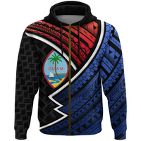 Guam Zip Hoodie Lauhala Polynesian Unisex Black - Polynesian Pride