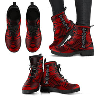 Tonga Leather Boots - Polynesian Tattoo Red - Polynesian Pride