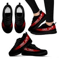 Tongan Heartbeat Sneakers - Polynesian Pattern Women's Sneakers - Black - Tongan Black - Polynesian Pride