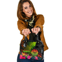 Tahiti Polynesian Shoulder Handbag - Hibiscus and Banana Leaves One Size Reggae - Polynesian Pride