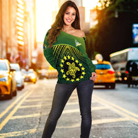 The Kuki's Off Shoulder Sweater Cook Islands Rugby LT13 - Polynesian Pride