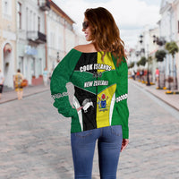 Cook Islands and New Zealand Off Shoulder Sweater Polynesian mix Maori LT13 - Polynesian Pride