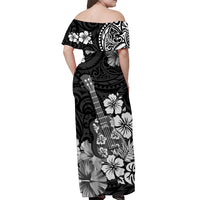 Hawaii Matching Dress and Hawaiian Shirt Polynesia Black Ukulele Flowers LT13 - Polynesian Pride