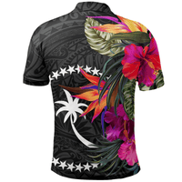 Polynesian Pride Apparel Chuuk Polo Shirt Hibiscus Polynesian Pattern - Polynesian Pride