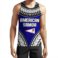 Wonder Print Shop Clothing - American Samoa Tattoo Chief Tank Top LT10 Blue - Polynesian Pride