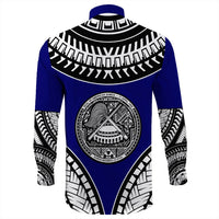 Polynesian Pride Long Sleeve Button Shirt - American Samoa Tattoo Chief Long Sleeve Button Shirt LT10 - Polynesian Pride