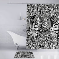 Polynesian Home Set - Vintage Black White Polynesian Tribal Turtle Pattern Bathroom Set LT10 - Polynesian Pride