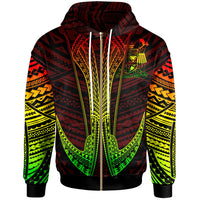 Fiji Custom Zip Hoodie Fish Hook Unisex Red - Polynesian Pride
