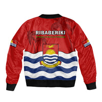 Ribaberiki Kiribati Coat Of Arms Mix Palm Trees Sleeve Zip Bomber Jacket LT14 - Polynesian Pride