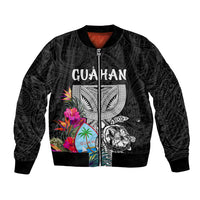 Guam Tribal Latte Stone Tropical Bomber Jacket LT9 Unisex Black - Polynesian Pride