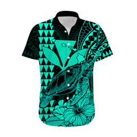 (Custom Personalised) Kakau Polynesian Tribal Hawaiian Turtle with Kanaka Maoli Turquoise Hawaiian Shirt LT9 - Polynesian Pride