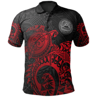 American Samoa Polo Shirt Amerika Samoa Seal Red Turtle Tattoo Unisex Red - Polynesian Pride