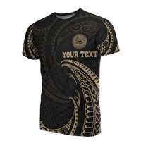 American Samoa Polynesian Custom T Shirt Gold Tribal Wave Unisex Black - Polynesian Pride