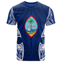 Guam Polynesian T Shirt Pattern With Seal Blue Version Unisex Blue - Polynesian Pride